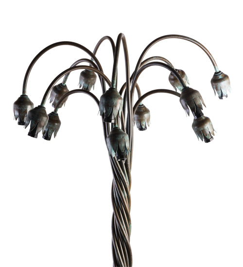 61" High Bronze Lily 12 Light Floor Base