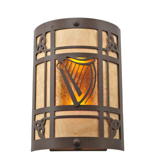 9"W Celtic Harp Wall Sconce