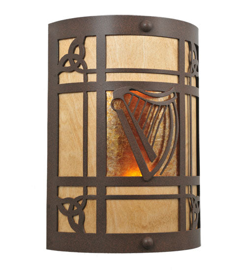 9"W Celtic Harp Wall Sconce