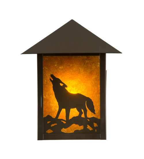 9" Wide Seneca Wolf On The Loose Wall Sconce