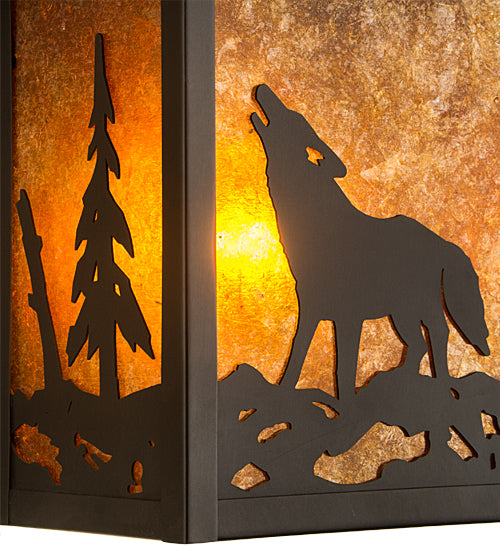 9" Wide Seneca Wolf On The Loose Wall Sconce