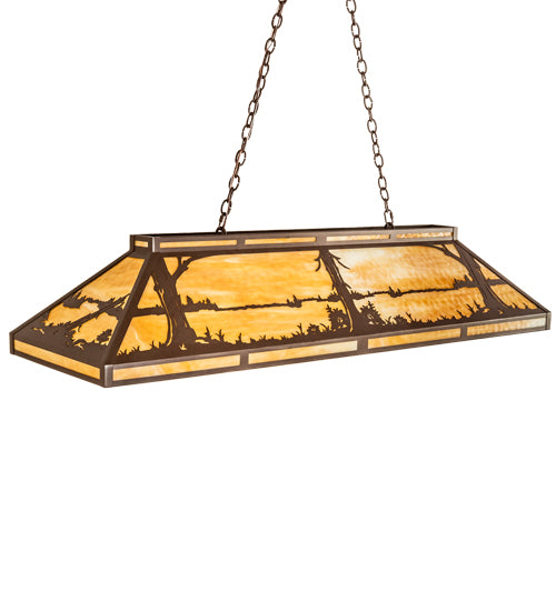 61" Long Quiet Pond Skirted Oblong Pendant