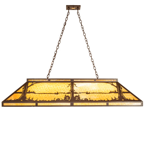 61" Long Quiet Pond Skirted Oblong Pendant