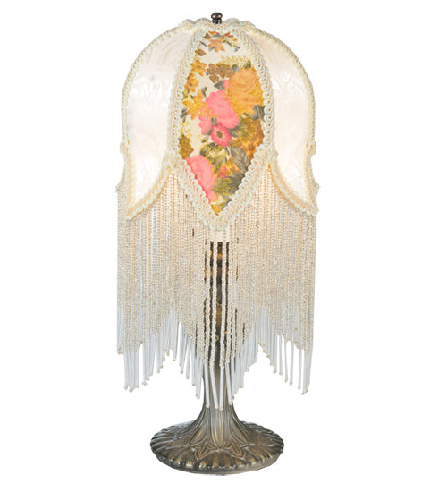 15"H Fabric & Fringe Victorian Tulip Accent Lamp