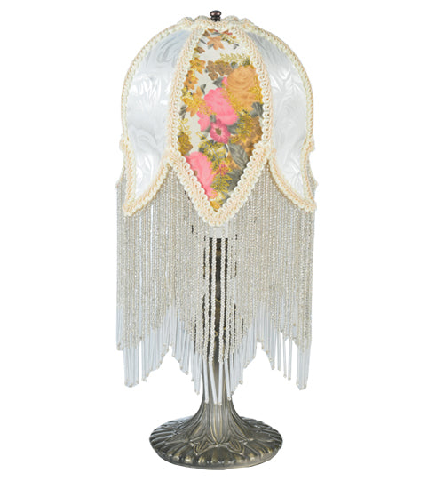 15"H Fabric & Fringe Victorian Tulip Accent Lamp