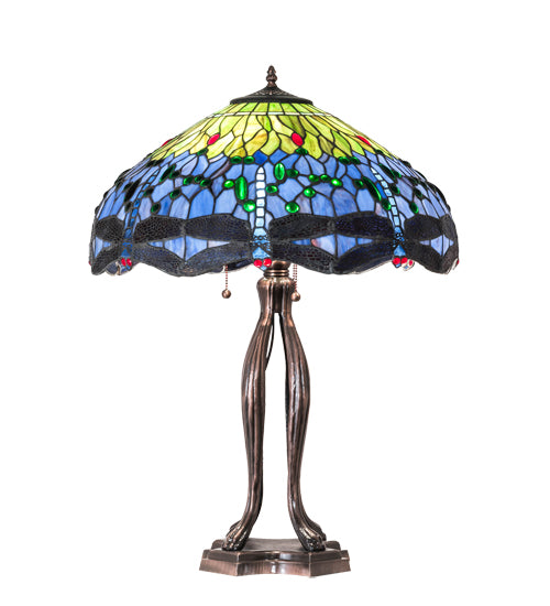 33" High Tiffany Hanginghead Dragonfly Table Lamp