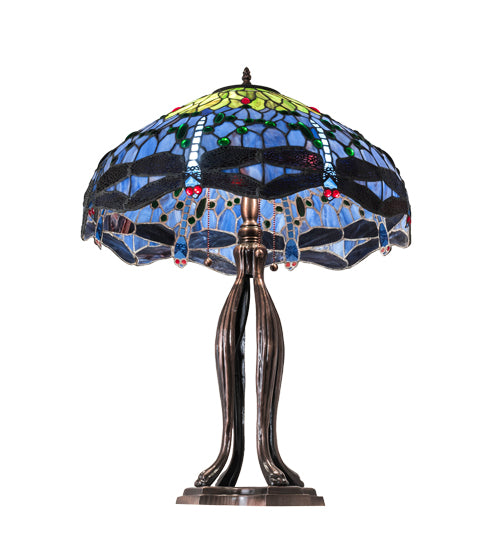 33" High Tiffany Hanginghead Dragonfly Table Lamp