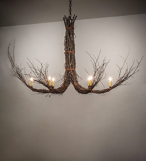 56" Long Twigs 6 Lt Chandelier