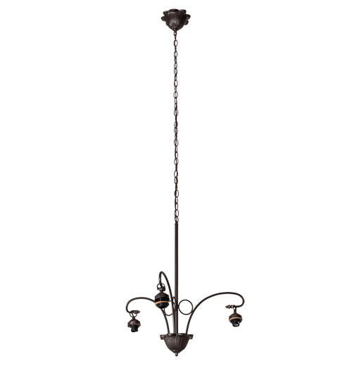 32" Wide Tiffany Peacock Feather 3 Light Chandelier