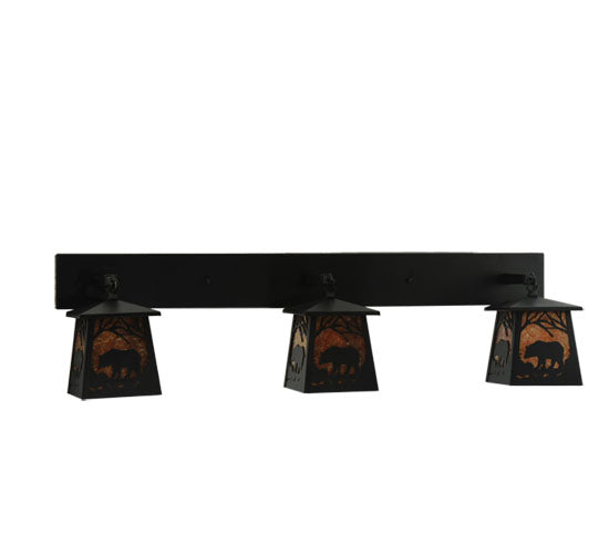 48"W Bear At Dawn 3 Lt Wall Sconce