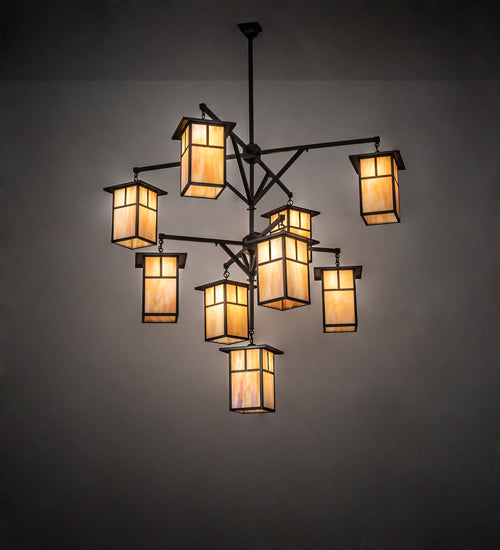 64" Wide Hyde Park T Mission 9 Light Hanging Lantern Chandelier