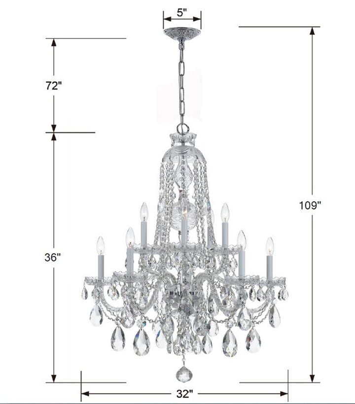 Crystorama Traditional Crystal 10 Light Swarovski Strass Crystal Polished Brass Chandelier