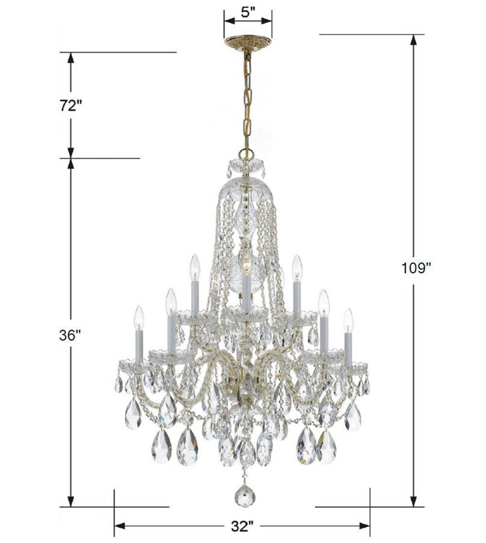 Crystorama Traditional Crystal 10 Light Swarovski Strass Crystal Polished Brass Chandelier