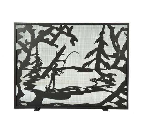 44" Wide X 33" High Fly Fishing Creek Fireplace Screen