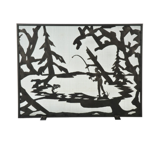 44" Wide X 33" High Fly Fishing Creek Fireplace Screen