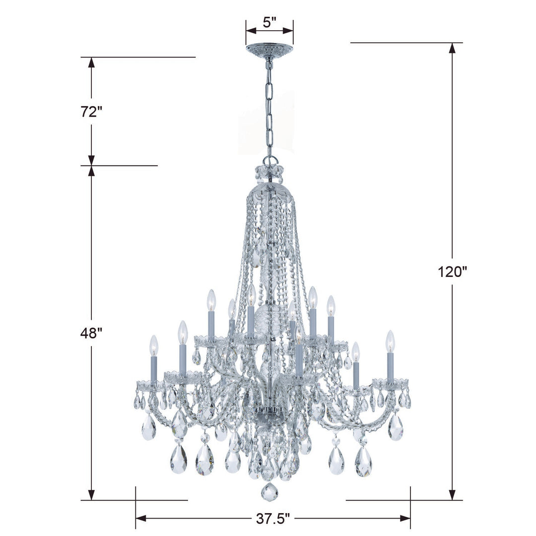 Crystorama Traditional Crystal 12 Light Spectra Crystal Polished Brass Chandelier