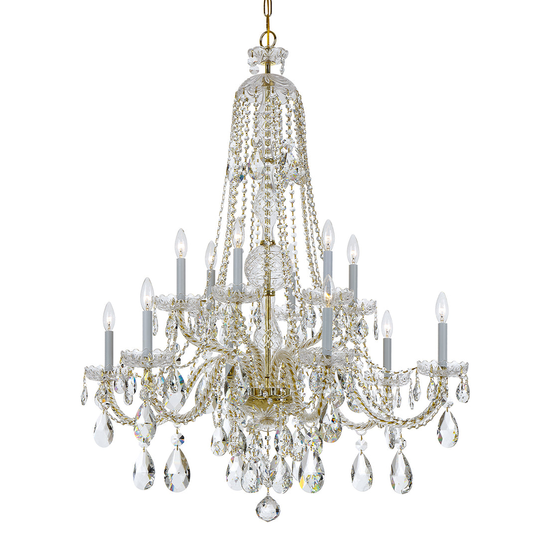 Crystorama Traditional Crystal 12 Light Spectra Crystal Polished Brass Chandelier