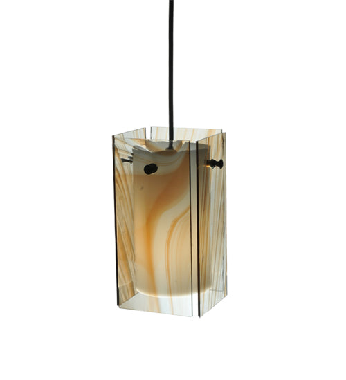 5"Sq Metro Cognac Swirl Quadrato Mini Pendant