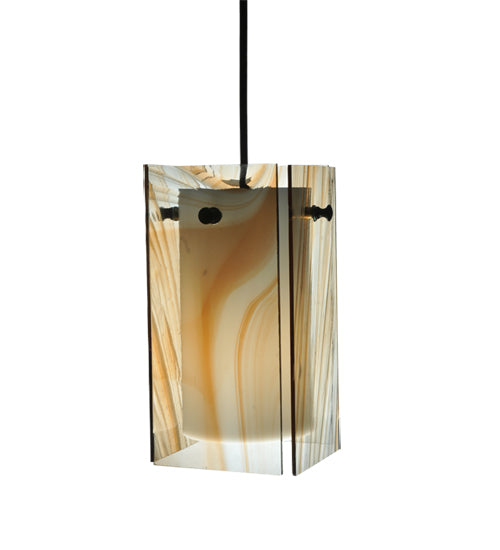 5"Sq Metro Cognac Swirl Quadrato Mini Pendant