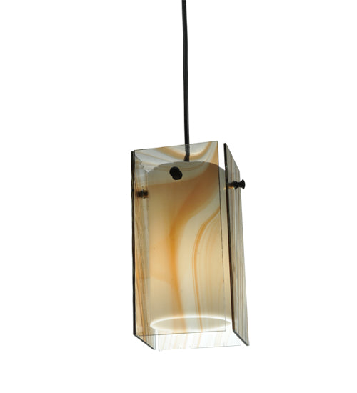 5"Sq Metro Cognac Swirl Quadrato Mini Pendant