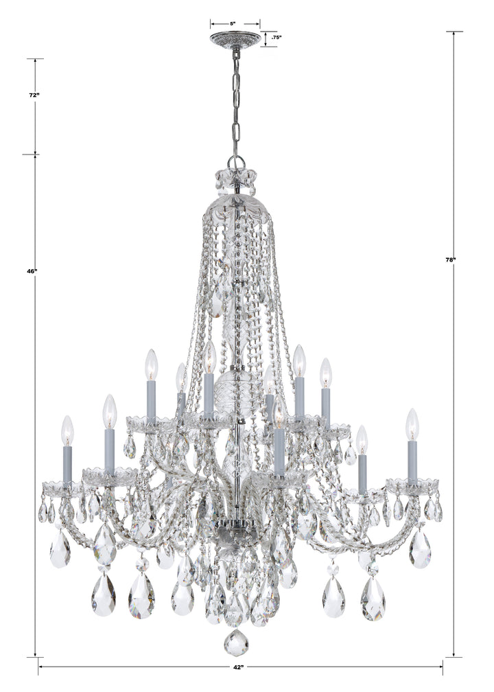 Crystorama Traditional Crystal 12 Light Hand Cut Crystal Polished Brass Chandelier