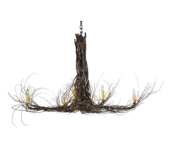 48"L Twigs 6 Lt W/Ceiling Medallion Chandelier