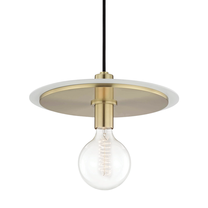 Milo Pendant 10" - Aged Brass/White