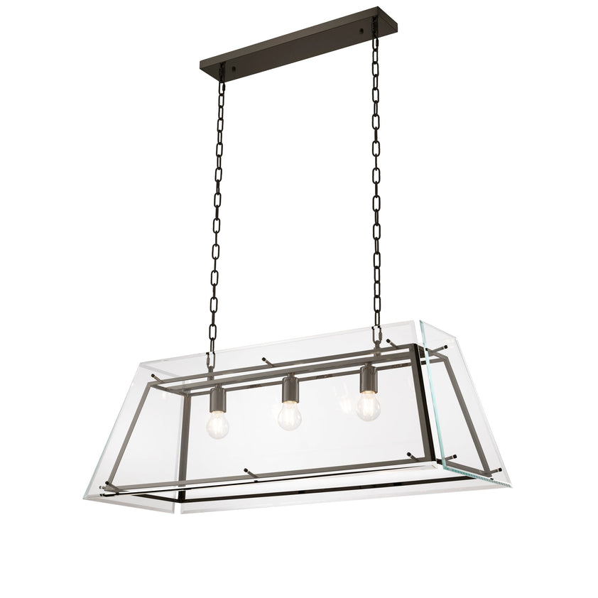 Chandelier Azure L Bronze Finish Beveled Glass