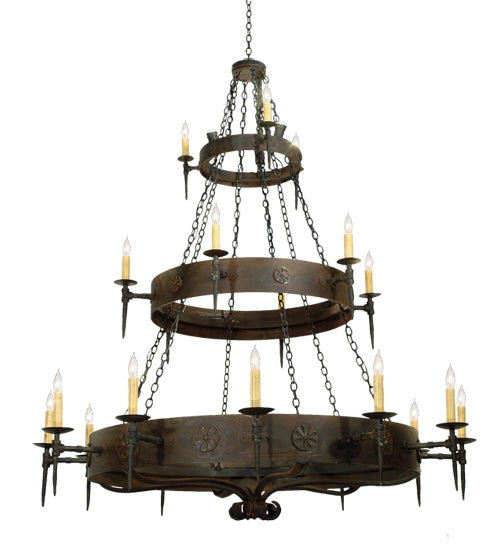 72" Wide Warwick 21 Light Three Tier Chandelier