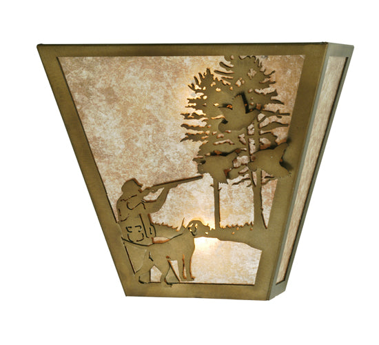 13"W Quail Hunter W/Dog Wall Sconce