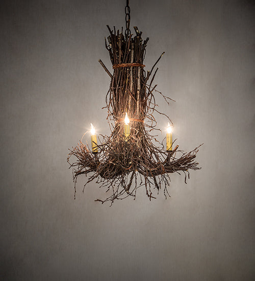 18" Wide Twigs 3 Lt Chandelier