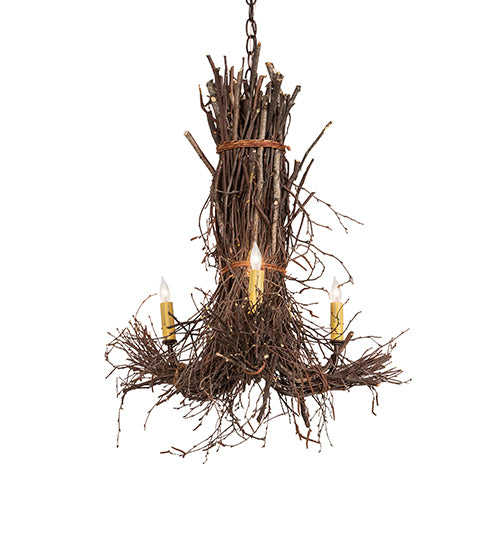 18" Wide Twigs 3 Lt Chandelier