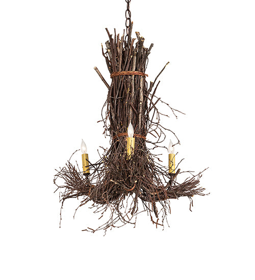 18" Wide Twigs 3 Lt Chandelier