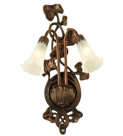 11"W White Pond Lily 2 Lt Wall Sconce