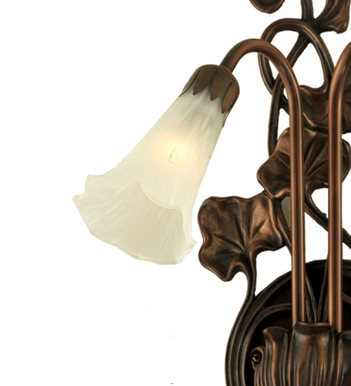 11"W White Pond Lily 2 Lt Wall Sconce