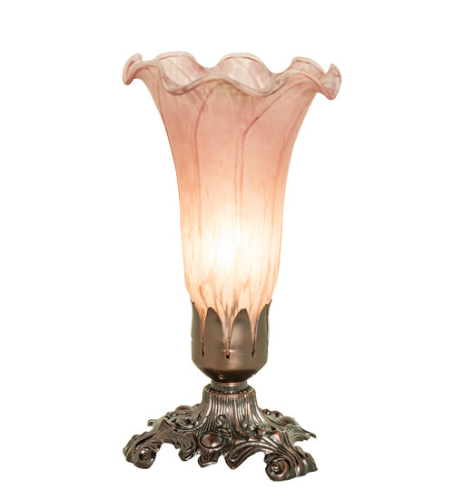 8"H Pink Pond Lily Victorian Accent Lamp