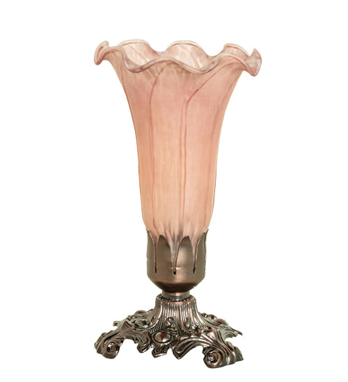 8"H Pink Pond Lily Victorian Accent Lamp