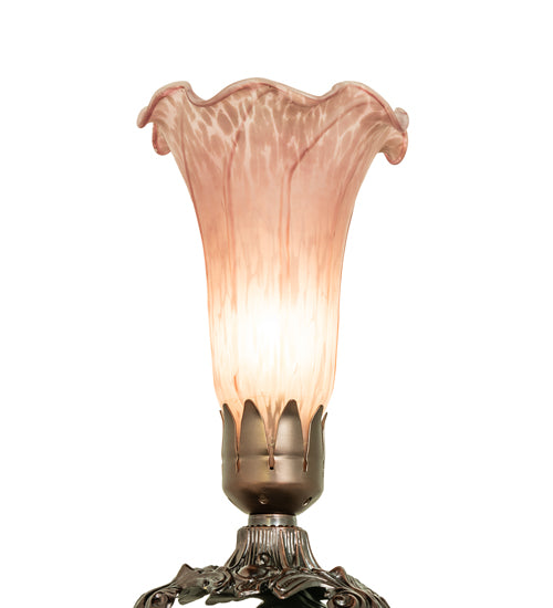 8"H Pink Pond Lily Victorian Accent Lamp