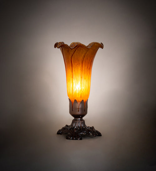 8" High Amber Pond Lily Victorian Mini Lamp