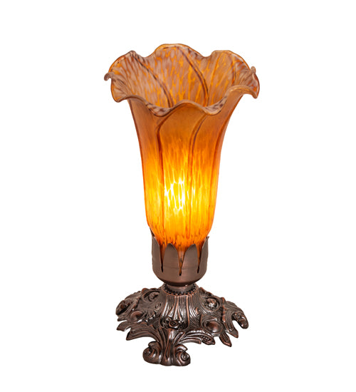 8" High Amber Pond Lily Victorian Mini Lamp