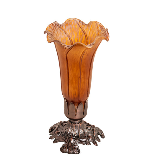 8" High Amber Pond Lily Victorian Mini Lamp