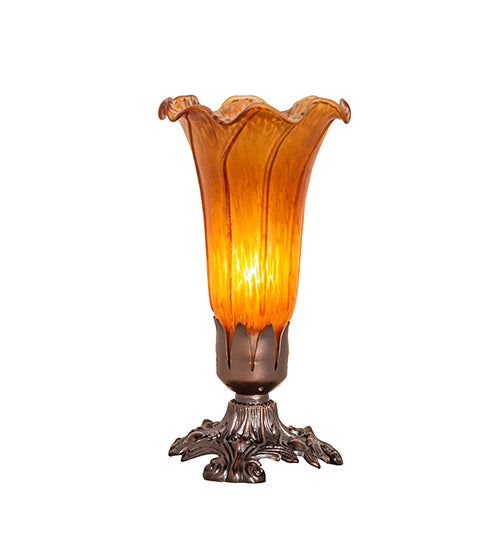 8" High Amber Pond Lily Victorian Mini Lamp