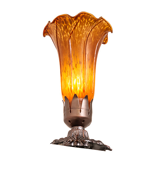 8" High Amber Pond Lily Victorian Mini Lamp