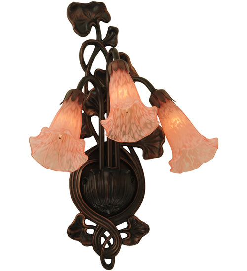 10.5"W Pink Pond Lily 3 Lt Wall Sconce