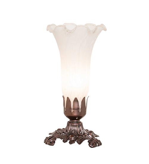 8" High White Tiffany Pond Lily Victorian Accent Lamp