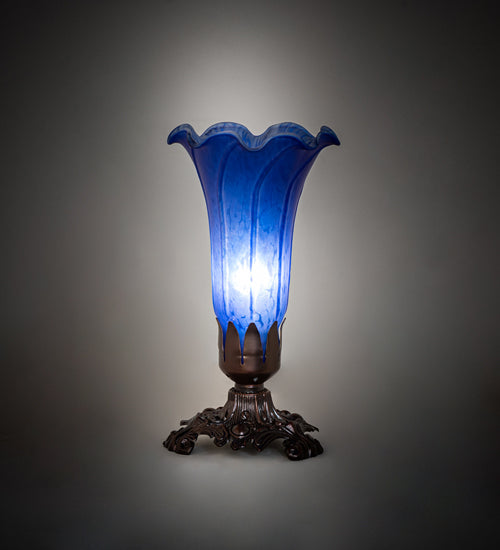 8" High Blue Tiffany Pond Lily Victorian Accent Lamp