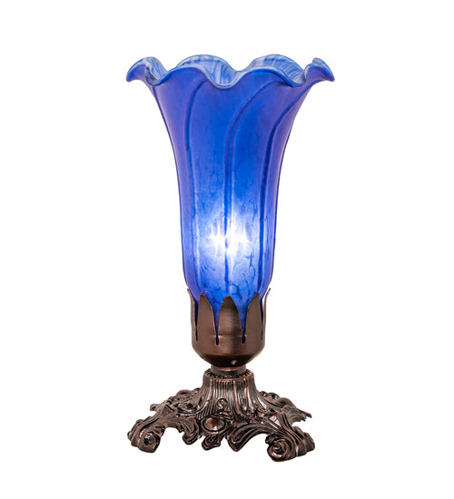 8" High Blue Tiffany Pond Lily Victorian Accent Lamp