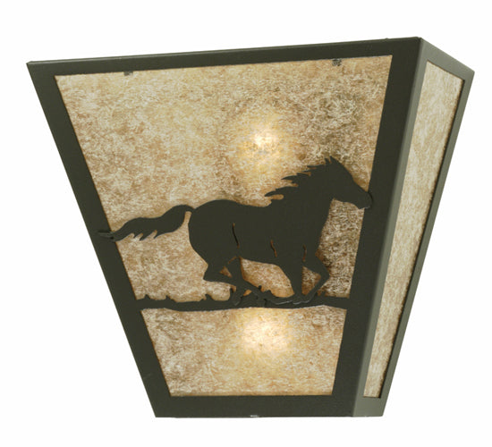 13" Wide Running Horses Wall Sconce