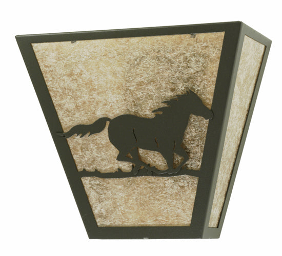 13" Wide Running Horses Wall Sconce