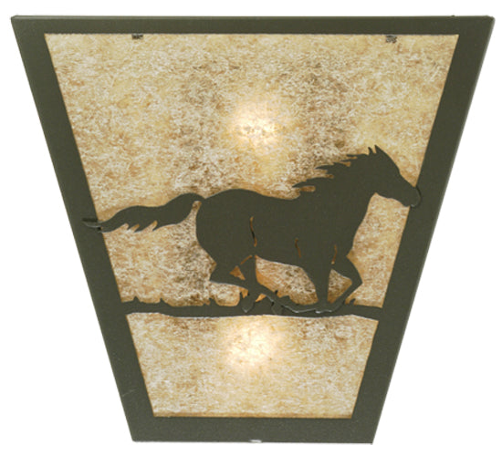 13" Wide Running Horses Wall Sconce